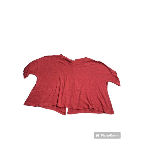 Free People Womens Small Thermal Tee Red Boxy Oversized Open Back Made in USA - Picture 1 of 9